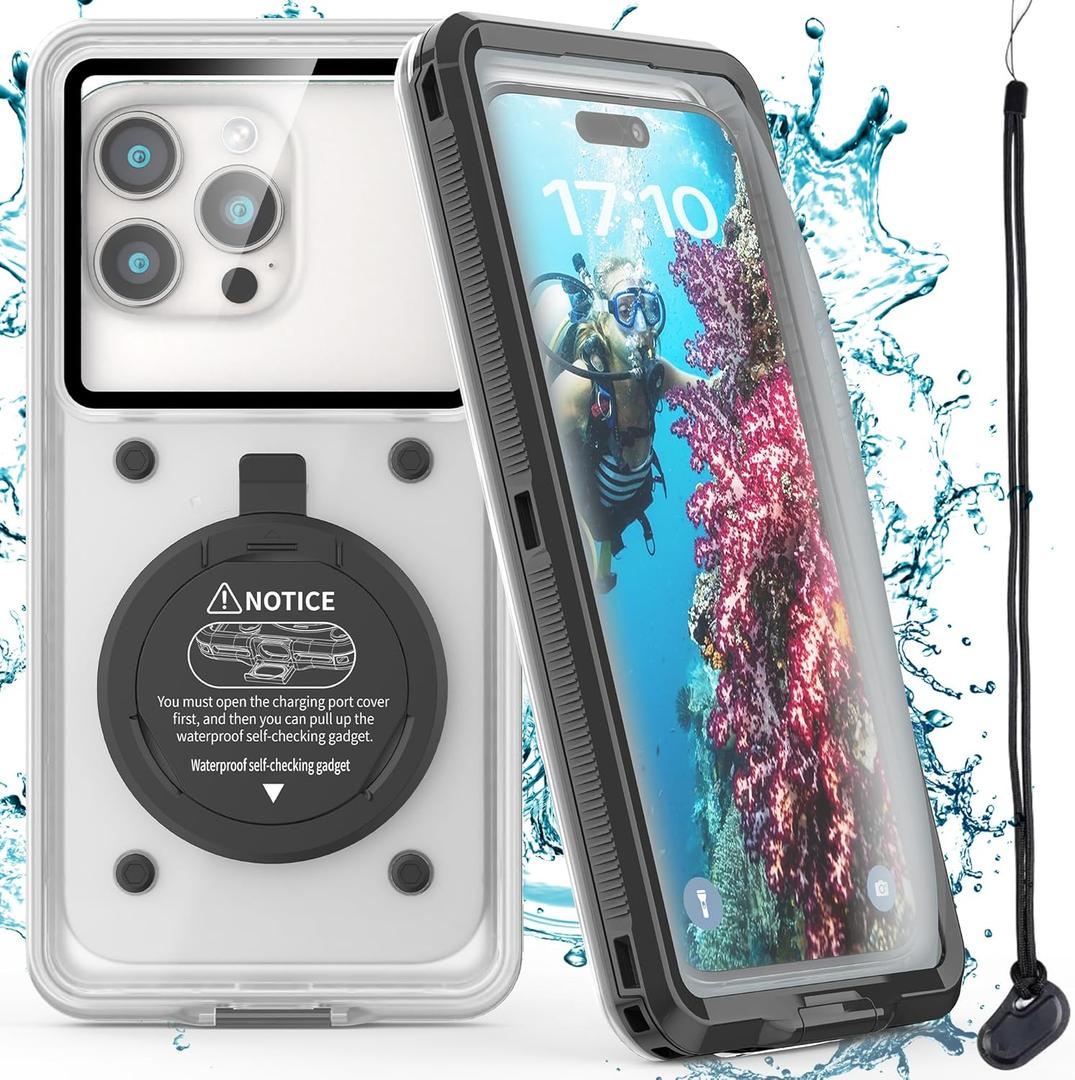 Professional Underwater Snorkeling Diving Phone Case for iPhone 15/14/13/12/11 Pro Max/XR/XS/X Samsung Galaxy S24/S23/S22/S21, Scuba Dive Waterproof Case Underwater Photo & Video Housing (Black)