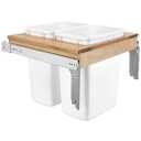 Rev-A-Shelf Double Top-Mount Pullout Trash Can, Min Opening 21" W, 35 Qt
Under Kitchen Cabinet Large Capacity Waste/Recycling Containers, 150 Lbs Rated Full-Extension Slides, 4WCTM-24DM2, White