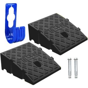 2Pack Curb Ramp Black Color with one Large Hose Hook, Portable Lightweight Heavy Duty Plastic Driveway Curb Ramps for Low Cars,Motorcycle Ramp,Curb Ramps (5.12 inch High)
