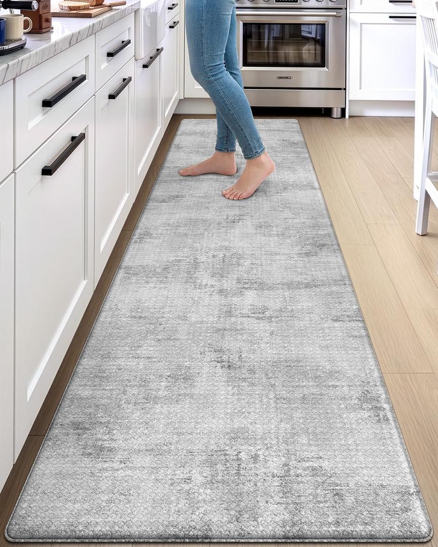 DEXI Kitchen Floor Mats Cushioned Anti Fatigue Runner, 23x107 Light Grey