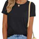 YUCOLEN Women's Cotton Short Sleeve Shirts UPF 50+ Soft Breathable Crew Neck T-Shirts Basic Tops (X-Large, Black)
