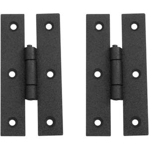 Renovators Supply Manufacturing Black H Flush Hinge 3 Inches Long Wrought Iron Kitchen Cabinet Door H Flush Mount Black Rust Resistant Powder Coated Colonial H Hinges with Mounting Hardware Pack of 2