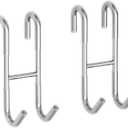 BWE 2 Pack Shower Door Hooks,304 Stainless Steel Over Door Hooks,Towel Hooks for Bathroom Frameless Glass Door 0.47"(12mm),Drilling-Free Hanger Shower Hooks,Silver