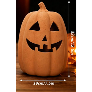 Whaline Halloween Terracotta Pumpkin Lantern Halloween DecorRustic Clay Spooky Pumpkin Table Decoration Vintage Pumpkin Farmhouse Ornaments for Outdoor Indoor Home Party Porch Mantel, 1pc