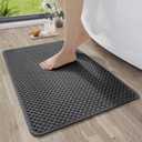 Bathroom Rugs Non Slip, Super Absorbent Quick Dry Bath Mats for Bathroom, Foam Weave Texture Thin Bath Rugs Washable with Rubber Backing Fit Under Door Outside Shower, 16" x 24" (Grey)