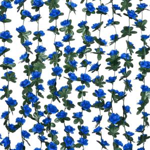 MARTINE MALL Flower Garland Rose Vines, 5 Strands 41Ft Flowers Vines for Bedroom, Rose Flower Garland Decoration, Sapphire Rose Floral Garland for Room Table Birthday Wedding Party Garden Wall Decor