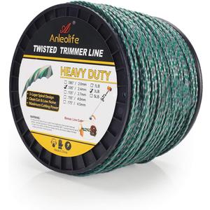 A ANLEOLIFE 3-Pound Heavy Duty Twisted .095-inch-by-1181-ft Dual Core String Spiral Trimmer Line Spool,with Built-in Line Cutter