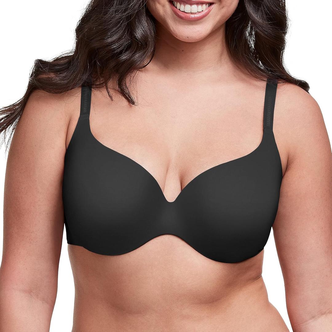 Maidenform Comfort Devotion Underwire Bra, Comfortable Bra with No-Poke DreamWire, Full-Coverage T-Shirt Bra (38D, Black)