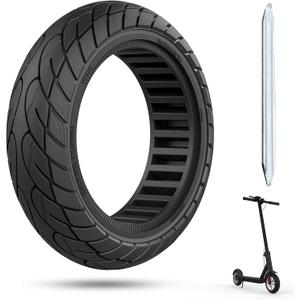 10x2.125 Scooter Tire, 10 inch Solid Rubber Tires Tubeless Front or Rear Replacement 10x2.125 Solid Electric Scooter Tire for Gotrax G4 Xr V2 Ninebot F25 F65 Hiboy S2 Pro 1pc Black