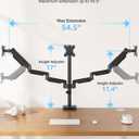 MOUNTUP Triple Monitor Stand Mount - 3 Monitors Desk Mount for Computer Screens Up to 27 inch, Triple Monitor Arm, Heavy Duty Monitors Stand, Each Arm Holds 4.4-19.8 lbs, Black