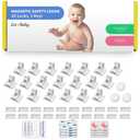 Eco-Baby Magnetic Cabinet Locks for Babies - Keyless, White, 20 Pack and 3 Keys