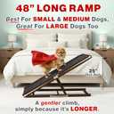 Adjustable Dog Ramp for Bed - 48" Long Foldable Wooden Ramp for Dogs to Get on Bed, Couch, or Car with 16.5" Wide Walking Space (Walnut Wood with Gray Carpet)