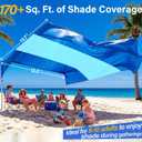 Beach Sun Shade Canopy, Beach Pop up Tent Large Sun Shade Shelter Sail for 8-10 People, Relying On Wind Power Umbrella Lightweight 9.5 Lbs, 13.7'L x 12.5'W x 8'H