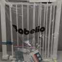 Babelio 29-43" Magnetic Baby Gate for Stairs,Doorways House,Kitchen,30" Tall Pet Door with Baffles,Pressure Mounted & Dual-Lock Design Safety for Kids Toddler,Auto-Close/Hold-Open,White