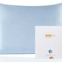 ZIMASILK 100% Pure Mulberry Silk Pillowcase for Hair and Skin Health,Soft and Smooth,Both Sides Premium Grade 6A Silk,600 Thread Count,with Hidden Zipper,1pc (Queen 20''x30'',Light Blue)