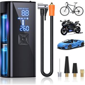 Tire Inflator Portable Air Compressor, 150PSI & 25000mAh Portable Air Pump for Car Tires, 2X Faster Inflation Air Compressor with Digital Pressure Gauge for Car, Bike, Motorcycle, Ball Tire Inflator Portable Air Compressor, 150PSI & 25000mAh Portable Air Pump for Car Tires, 2X Faster Inflation Air Compressor with Digital Pressure Gauge for Car, Bike, Motorcycle, Ball