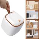 Mini Trash Can 1.6L/0.4 Gallon with Trash Bags 180pcs, Tiny Small Desktop Trash Bin with Lid, Countertop Mini Garbage Bin for Home, Office, Kitchen, Bedroom, Bathroom (White)