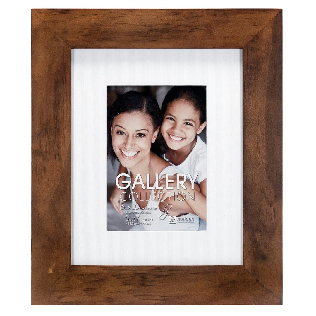 Malden 8x10 Matted Picture Frame - Made to Display Pictures 5x7 with Mat, or 8x10 wihtout Mat - Walnut  2 Packs