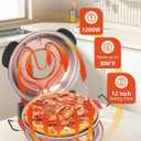 Electric Pizza Oven Indoor with Glazed Ceramic Stone, 12-Inch Portable Countertop Pizza Maker with Adjustable Timer, 1200W Heat up to 800F Pizza Maker with Viewing Window for Home DIY Pizza