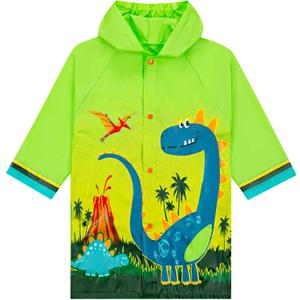 Puddle Play Kids Waterproof Hooded Rain Slicker Lightweight Outwear Jacket in Fun Designs, Sizes 2-9 Years
