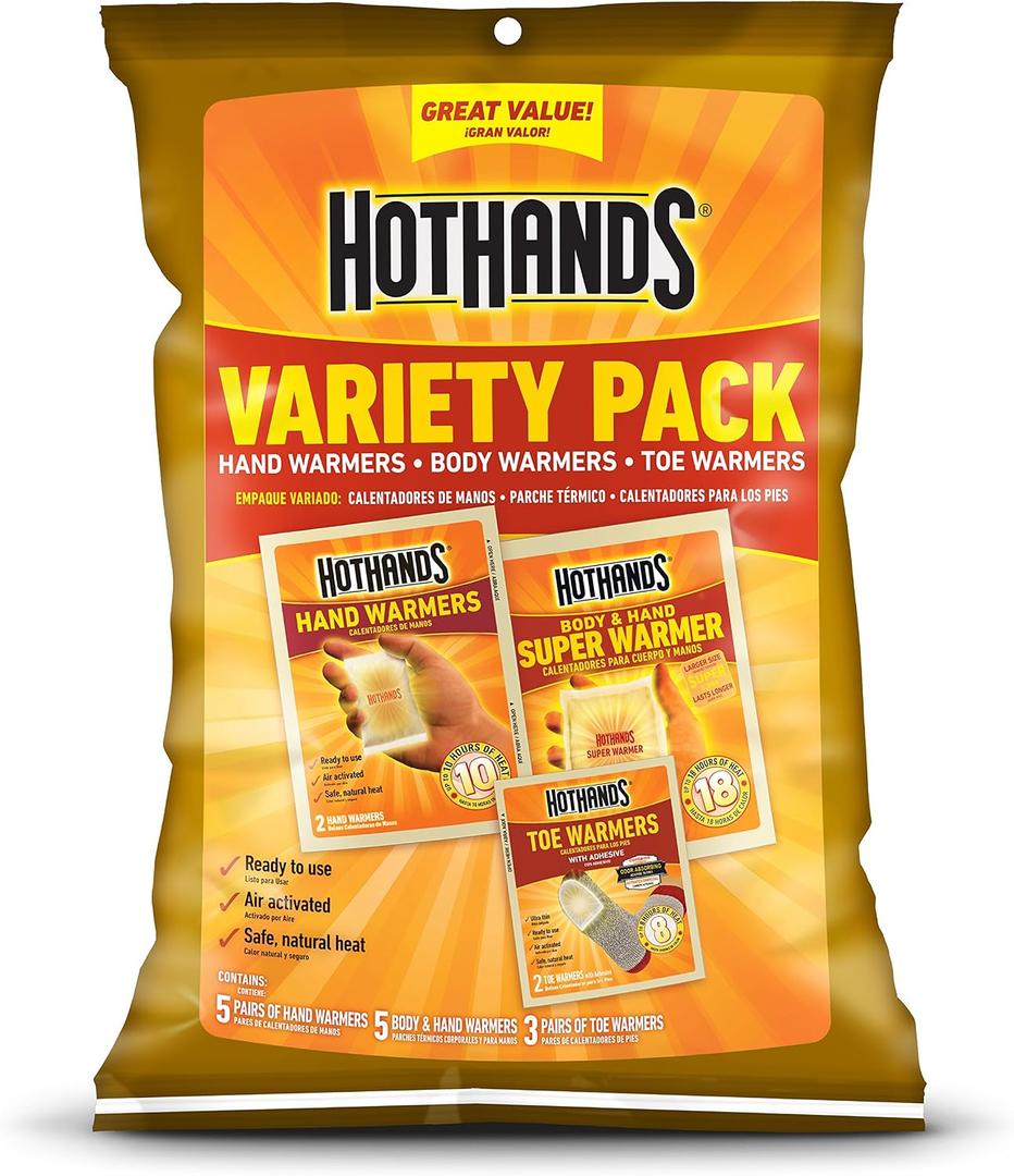 HotHands Toe, Hand, & Body Warmer Variety Pack - Long Lasting Safe Natural Odorless Air Activated Warmers, pack of 3