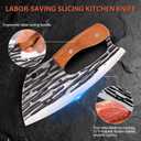 2 Pcs Meat Cleaver Knife Set, Effort Saving Meat Cleaver for Cutting Meat Vegetable, Sharp Carbon Steel Cooking Viking Knife with Leather Sheath for Kitchen, Camping, Outdoor Cooking, BBQ Gift, 8.3in