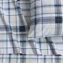 Tribeca Living Cotton Percale California King Size Bed Sheet Set, 300 Thread Count, Extra Deep Pockets, Printed Tribeca Plaid Multicolor