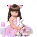 Wamdoll 22 inch 55CM Realistic Sweet Face Real Baby Size Reborn Toddler Newborn Girl Doll Crafted in Silicone Vinyl Full Body Children Birthday (Pink Yarn Skirt)