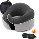 Travel Neck Pillow Chin Support Pillow Adjustable 100% Pure Memory Foam Pillow for Home, Airplanes & Car, New Ergonomic Design Soft Best Full Neck Surround Pillow Sleep (Grey)