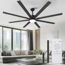 Obabala 100IN Industrial Ceiling Fan Black Large Ceiling Fans without Lights, Outdoor Black Fan with 6 Speeds Quiet DC Motor Reversible, 8 Blades Fan with Remote for Patios Dining Living Room