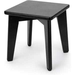 StrongTek Bamboo Step Stool for Kids and Adults, Natural Material, Sturdy and Versatile Short Foot Stool for Bathroom, Kitchen, Bedroom, Compact 10-inch Small Wood Stool, Plant Stand (Black)