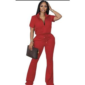 OCEANLUX Women's Lounge Tracksuit Set Two Piece Full Zip Up Short Sleeve Jacket & Drawstring pants Outfits (9288)