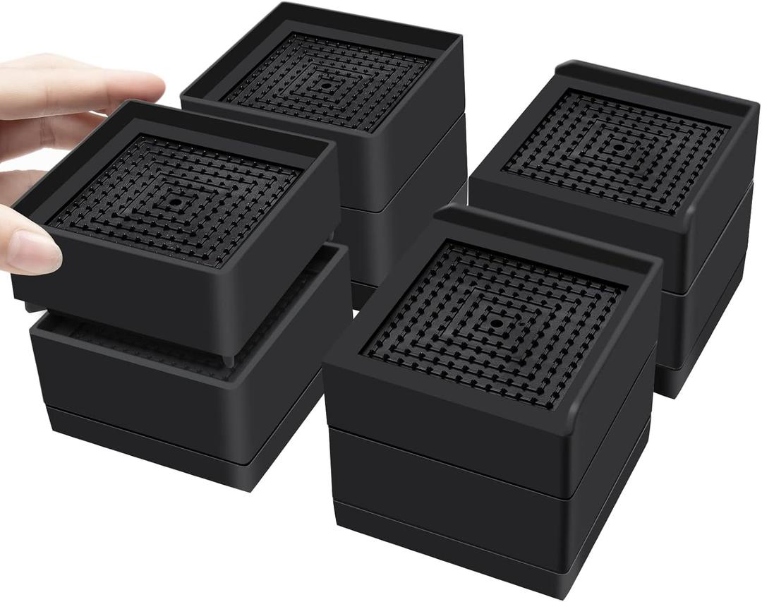 Flechazo Pack of 8 Furniture Bed Risers, 2 or 4 Inch Heavy Duty Adjustable Plastic Triangular Furniture Risers with Non-Slip Mats for Bed, Desk, Sofa