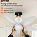 35 Inch Ceiling Fan with Lights and Remote Control, Quiet Modern Low Profile Fan Light with 6 Speeds, Dimmable LED, Reversible Blades for Bedroom Living Room Indoor/Outdoor, White