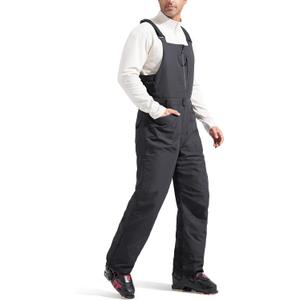 FREE SOLDIER Men's Insulated Waterproof Snow Bibs Ski Overalls (XX-Large/30" Inseam, Black)