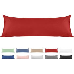 100% Cotton Body Pillow Case, Deep Dream 20x54 Body Long Pillow Pillowcases Sateen Weave, 600 Thread Count Hotel Luxury Soft and Breathable Envelope Closure Pillow Covers,Dark Red