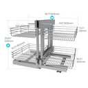 Blind Corner Cabinet Pull Out 2 Tier, Left & Right Blind Corner Cabinet Organizer for 18" W, Cabinet Pull Out 4 Shelves, Chrome, Slide Out Drawers for Kitchen or Bathroom Cabinets