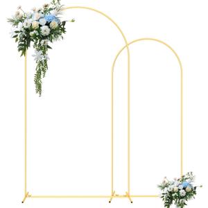 Gold Wedding Arch Backdrop Stand Set (6FT & 7.2FT) - Elegant Metal Frame for Parties, Celebrations, and Decor