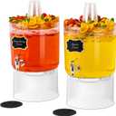 2 Gallon Beverage Dispenser for Parties 2 PACK, BPA-Free Drink Dispenser with No Drip Spigot, Juice Dispensers with Stand, Transparent Plastic Water Dispenser, Drink Fountains with Multi-Function Lid