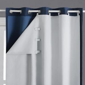OWENIE 100% Blackout Curtain Liner with 17 Pieces Rings 2 Panles Set for Small Bedroom Window, Greyish White Thermal Curtains Liner for 63 Inch Length Behind Curtain, Each 50" W 58 "L, 2 Pcs