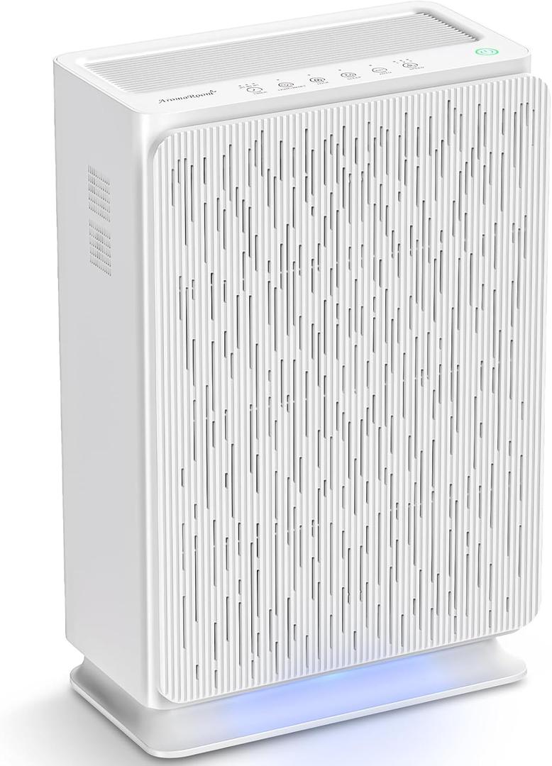 AromaRoom Air Purifiers for Large Rooms up to 2100 Sq Ft, HEPA 14 Air Purifier with Smart PM 2.5 Sensor, Portable Filter Air Cleaner for Smoke, Allergies, Pet Dander,Bedroom, Office - Pearly White