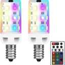 XRise E12 LED Bulb 2.5W Dimmable RGB+White Color Changing with Remote Control Equivalent 25W Halogen E12 Base LED Light Bulbs 6000K 250LM, No Flicker,2 Pack
