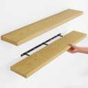 Fun Memories Rustic Wood Floating Shelves for Wall, Space-Saving Wall Mounted Shelves for Bathroom, Bedroom, Living Room and Kitchen, Stylish Storage & Display (Set of 2, Oak, 48 in)