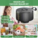 3 in 1 Mason Jar Vacuum Sealer | Electric Vacuum Sealer for Mason Jars Includes 30 Lids (15 Wide/Reg)+5 Food Storage Bags,One-Tap Control,Mason Jar Sealer for Canning Pickling Meal Prep & Dry Goods