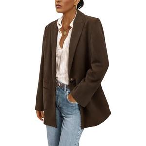 PRETTYGARDEN Women's Winter Corduroy Blazers Jackets Dressy Casual Ribbed Long Sleeve Lapel Fashion Work Business Outerwear Size L