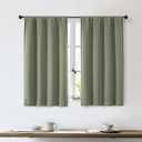 Sage Green Short Blackout Curtains for Bedroom Living Room 45 Inch Length 2 Panels Set, Solid Thermal Insulated Energy Saving Window Treatment Curtains Drapes, 2 Line 46x40