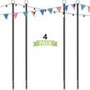 4 Pack String Light Poles for Outside, 10.5 Ft Outdoor String Light Poles for String Lights, Backyard Patio Light Poles for Bistro Party Wedding, Metal Pole for Outdoor String Lights