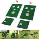 Golf Cornhole Game Set Combined Pong Game, Chipping Yard Game Boards with Chipping Mats & Golf Balls for Tailgate, Ideal Gift for Family, Golfer and Friends