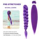 2 Packs Long Purple Pre Stretched Synthetic Braiding Hair Extensions,Ideal for Stage, Party, Halloween Costume and Cosplay,26 Inches