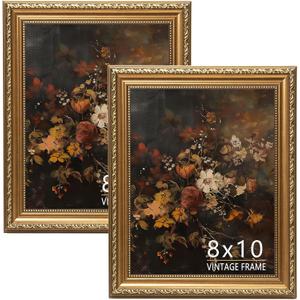 8x10 Picture Frame, Vintage Bronze Gold Picture Frame for Tabletop & Wall Mount, Antique Photo Frame 8 x 10 for Living Room, Bedroom, Office or Gallery Wall, Retro Home Decor Gift - 2 Pack